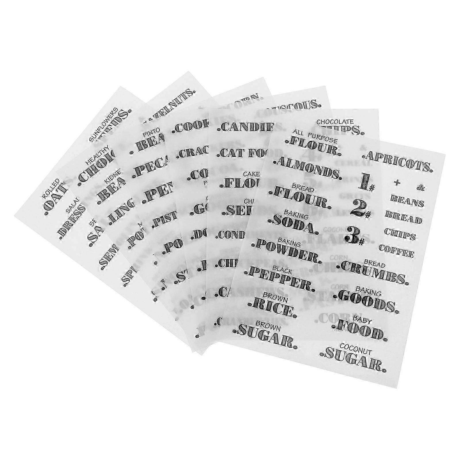 Storage Bin Labels Transparent Waterproof Kitchen Stickers for Sheets