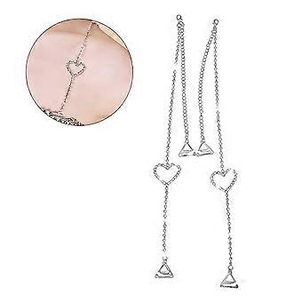 Dekorative BH-Träger mit doppelter Kette Bling Crystal Strass Verstellbarer abnehmbarer ausgefallener BH-Riemen Ersatz für BH-Tops Kleid (Herz)