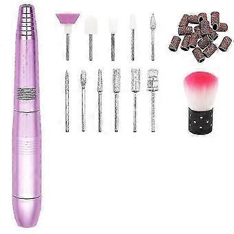 Electric Nail Drill Machine Kit, Portable Electric Nail File Set For Acrylic Gel Nails, Manicure Pedicure Tool With Nail Drill Bits Sanding Bands Dus