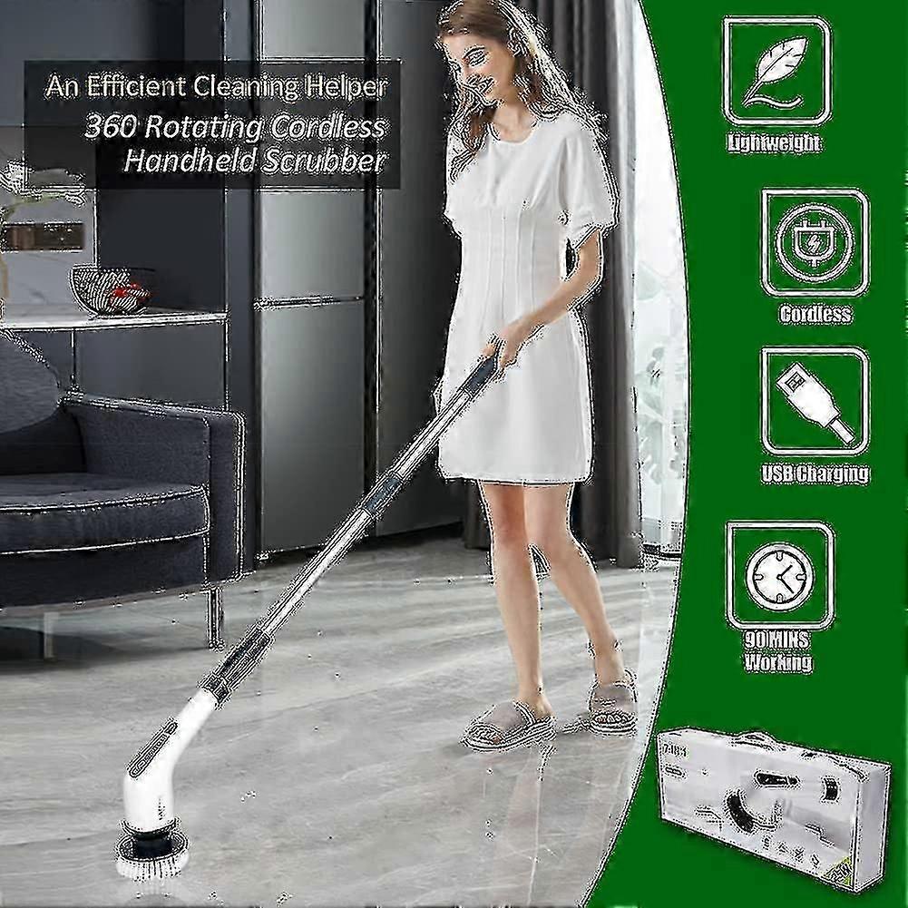 Cordless electric cleaning brush with 7 replaceable brush heads