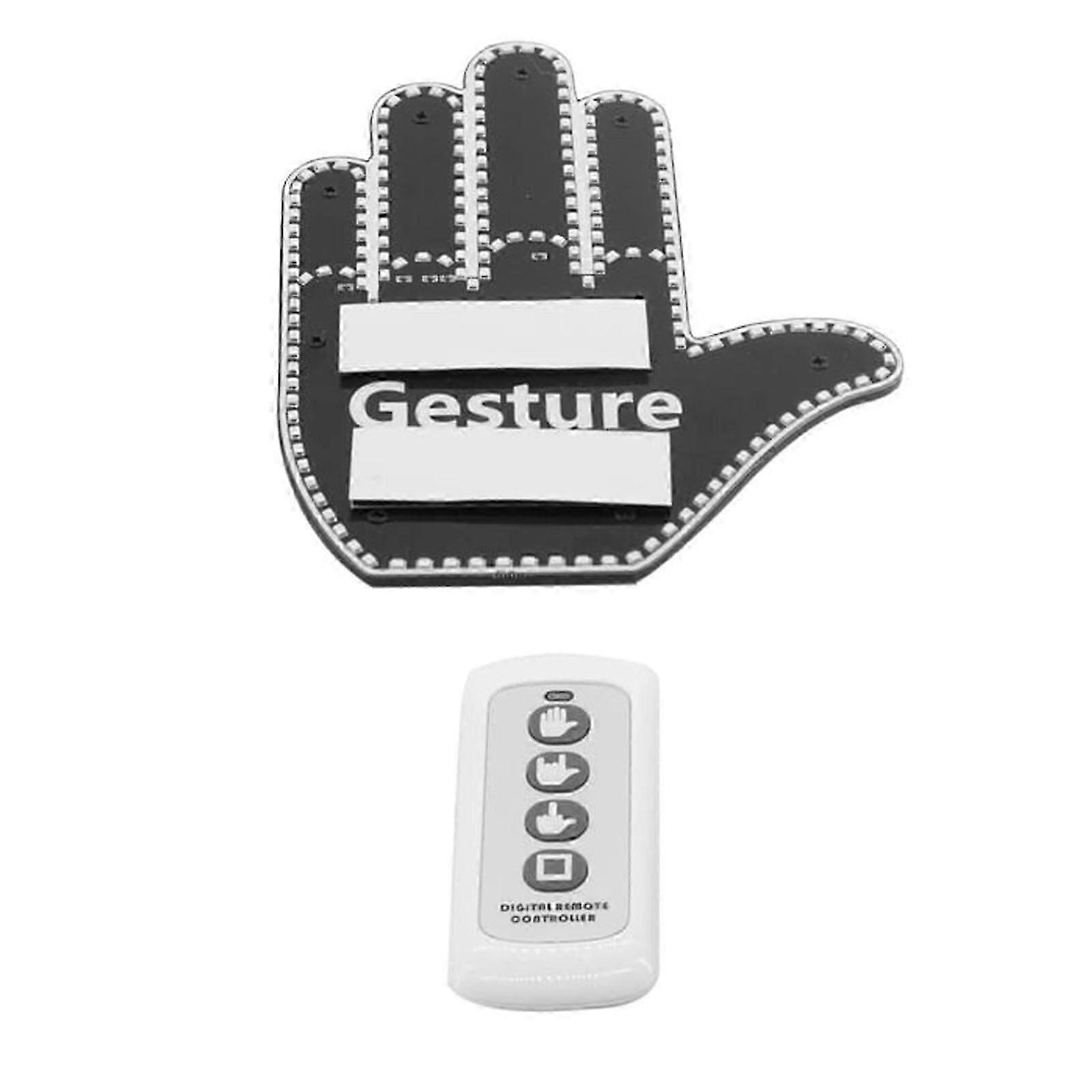 Car Road Rage Gesture Light with Remote, Middle Finger Finger Light