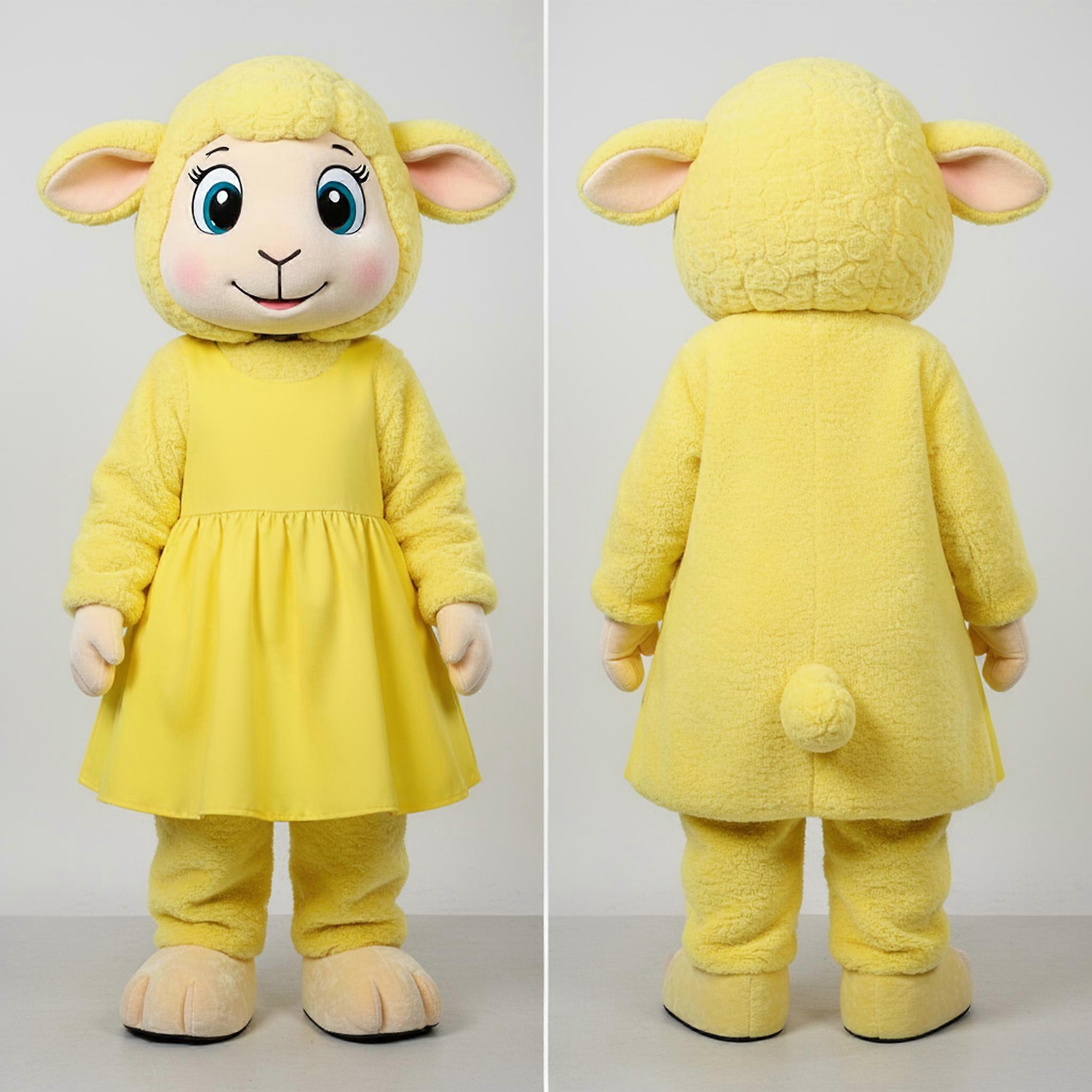 MASTICOT Lemon Yellow Cuddly Sheep Mascot