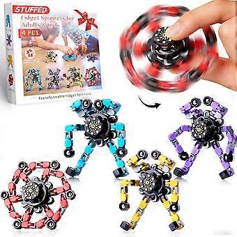Transformable Fidget Spinners Legetøj til Børn, 4 Stk. Sanselegetøj til Voksne Teenagere med Autisme Angst Stress Lindrende Gaver