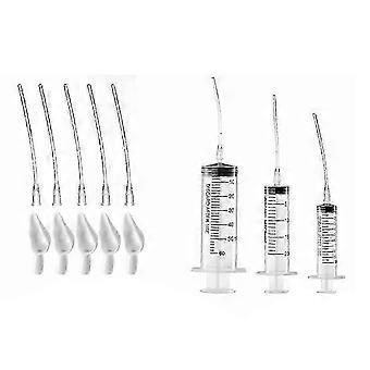 Baby Bird Feeding Syringe Set, 5pcs Curved Gavage, Plastic & Steel, Parrot & Sma