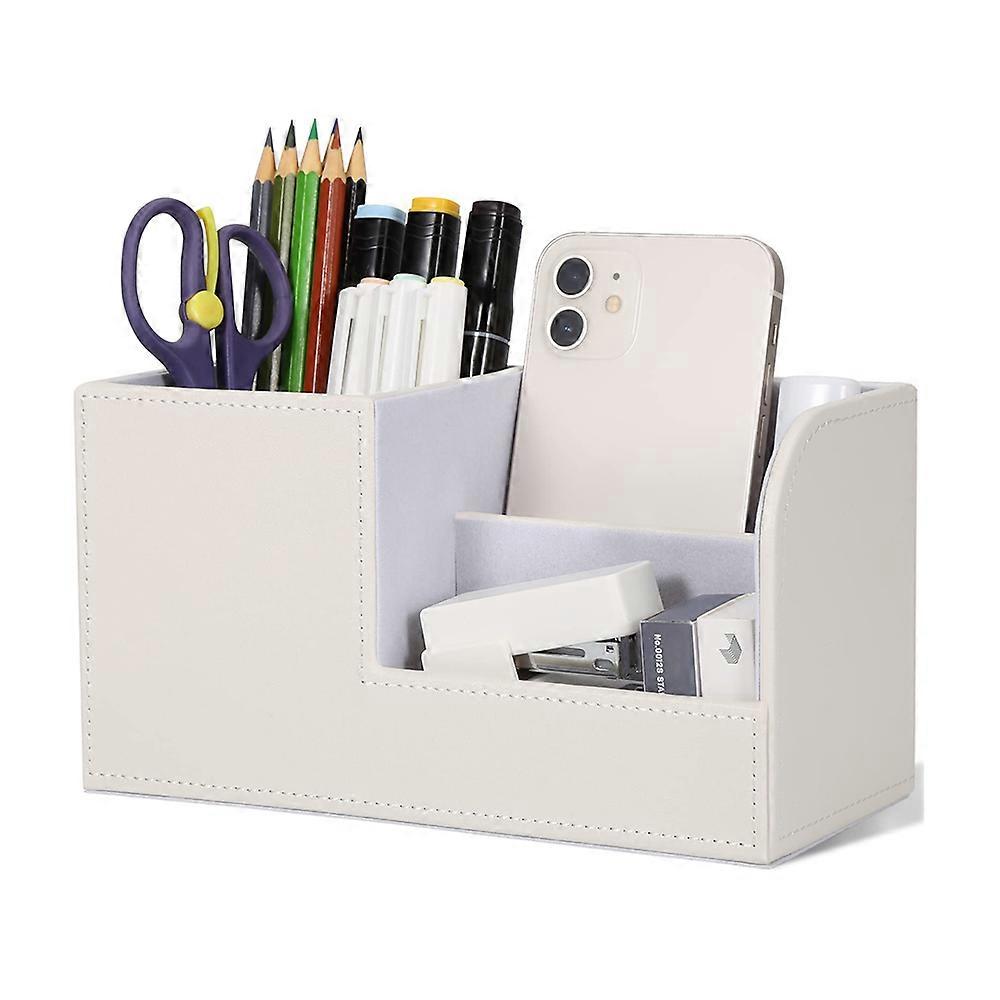 Elegant Leather Desk Organizer Space-Saving Multi-Function Home Office