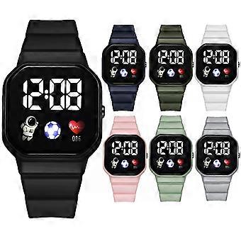 Kinderen sportklok met LED-display, digitale horloge, voetbalthema, siliconen band, waterdicht, elektronisch polshorloge voor kinderen, jongens en meisjes, geschikt als cadeau.