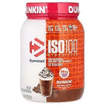 Dymatize, ISO100® Idrolizzato, Proteine ​​del Siero di Latte 100% Isolate, gusto Dunkin’ Mocha Latte, 650 g (1,4 lb)