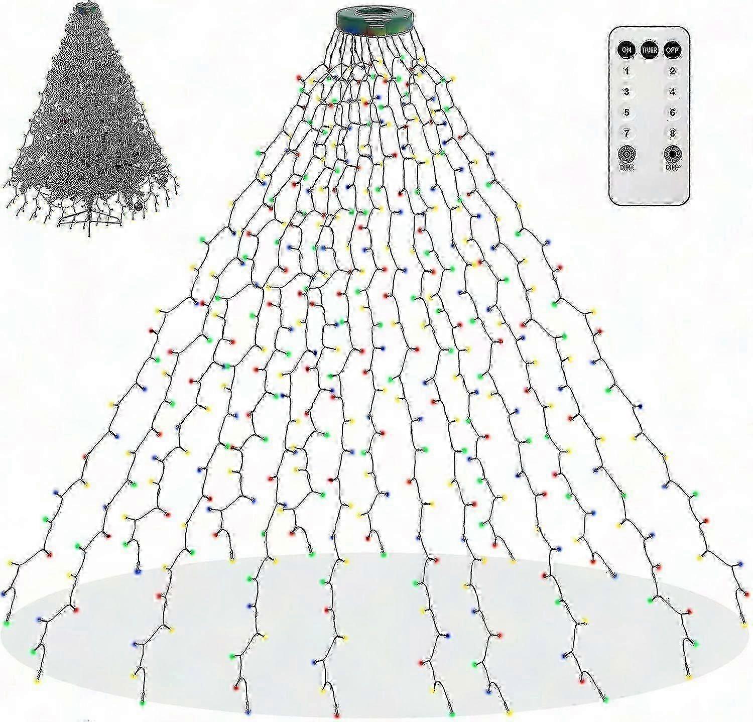 6.6ft 16-String Holiday Decor Lights with 400 LEDs, 8 Modes, Memory Function & Timer, Remote-Controlled Christmas Tree Lighting