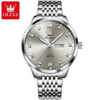 OLEVS 2943, modische Designeruhr, wasserdicht, Stahl, mit Diamantakzent, klassisches Design, Kalenderfunktion, leuchtendes Zifferblatt, Quarzuhr für Herren.