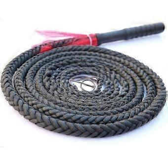Helt handgjord Chambray och Bull Whip gjord av slitstarkt äkta läder Svart Bullwhip, Luxe Flätad Häst Piska kompatibel Work Cattle eller Sport sätt