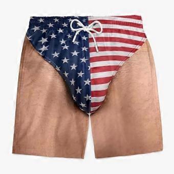 Men's American Flag Swim Briefs | Funny Optical Illusion Swimwear | Quick-Dry Beach Suit for Summer Vacation 