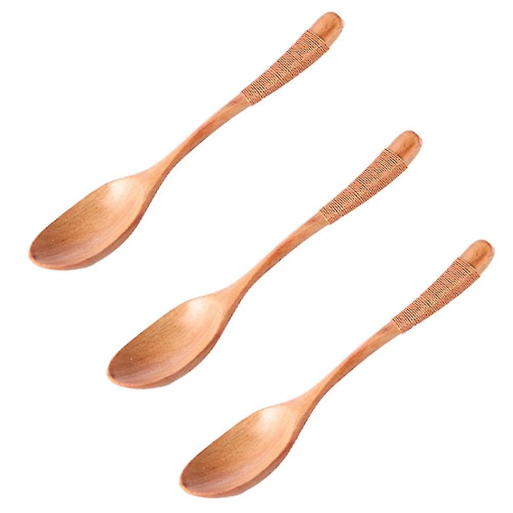 Treskje Lang håndtak Solid Tre Rice Spoon Dessert