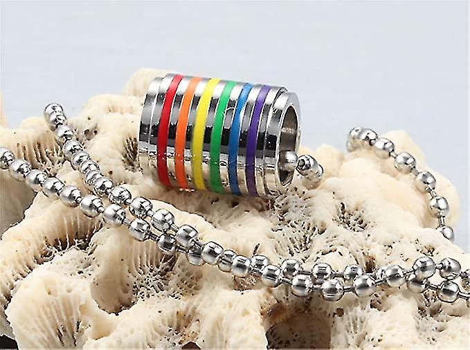 Pride Rainbow Necklace - Stainless Steel LGBTQ Pendant, 22 Inch Chain, Unisex Jewelry - View #5