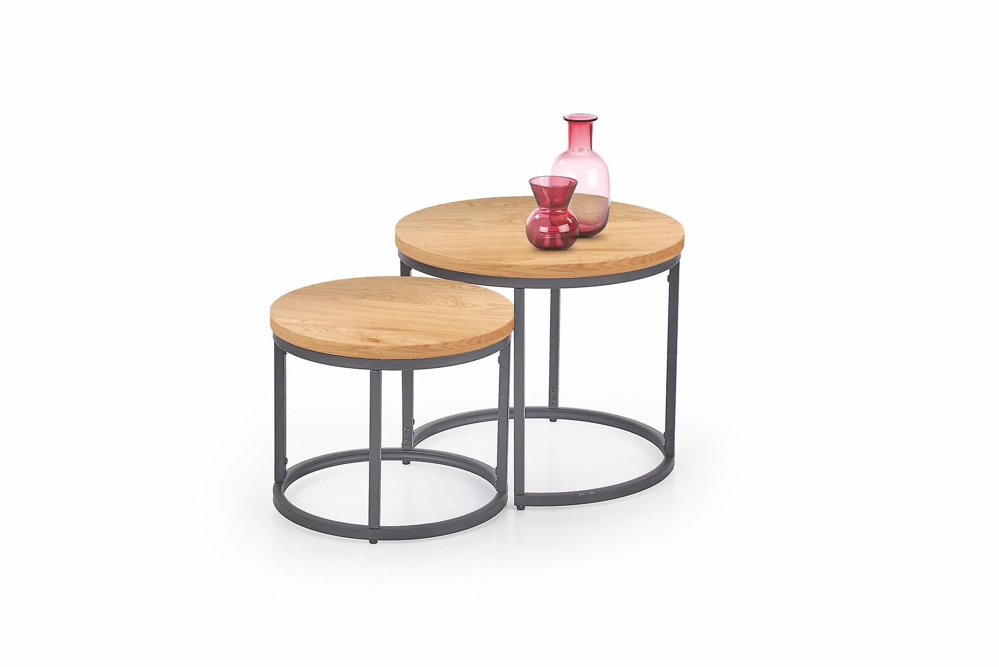 OREO - tables basses - set de 2 - MDF plaqué - chêne doré