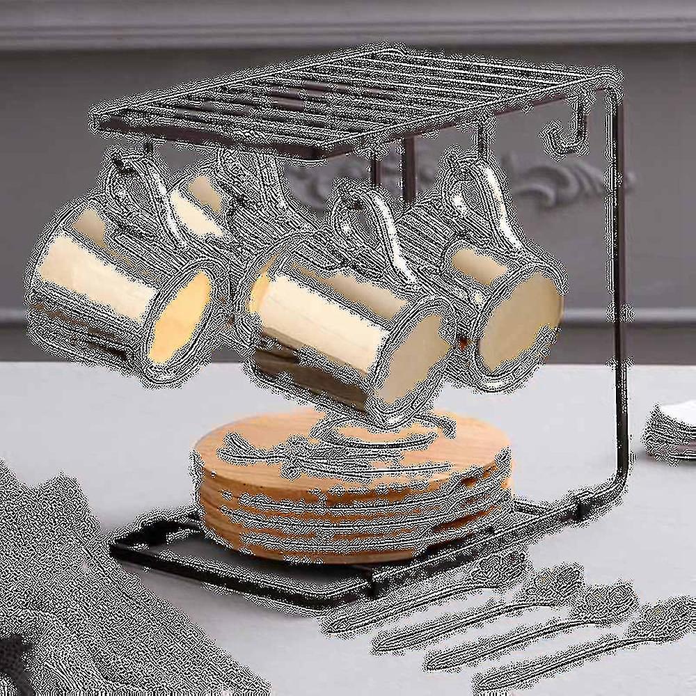 ゴールデンミラーリフレクションカップと木製のソーサーコーヒーカップ(シマウマ)c