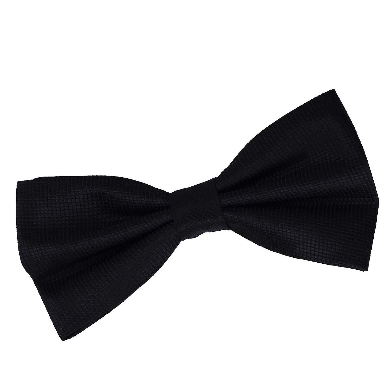Black Solid Check Pre-Tied Bow Tie