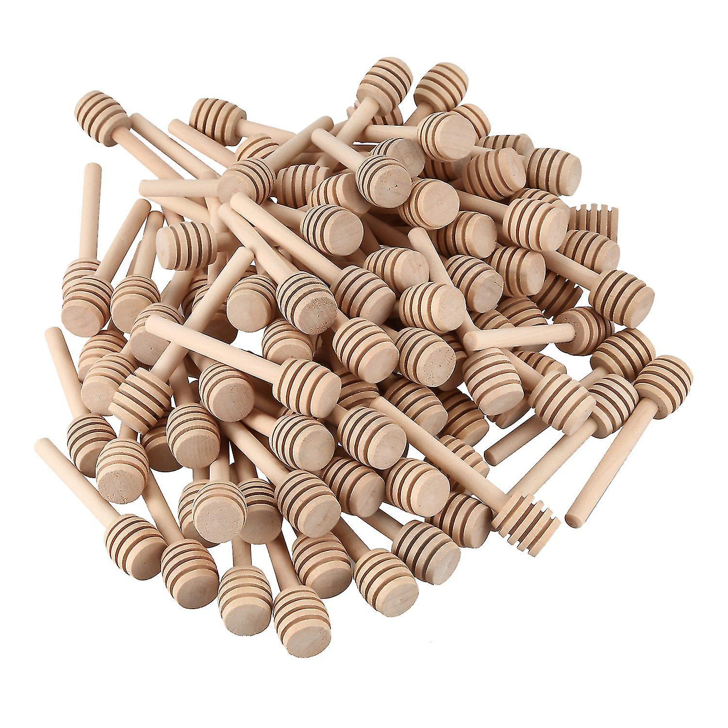 100 Pack Of Mini 3 Inch Wood Honey Dipper Sticks, Individually Wrapped, Server Compatible with Honey