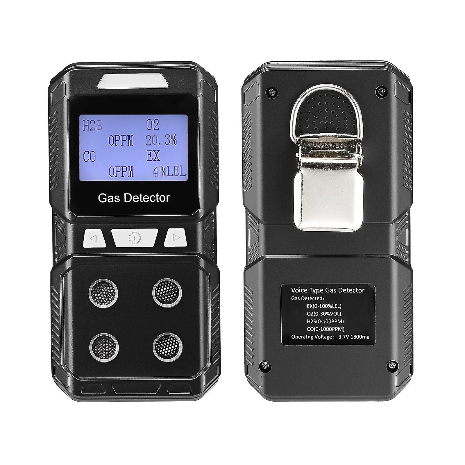 Portable 4 Gas Detector Rechargeable Multi Gas Monitor Air Quality Tester Analyzer High Precision Ex O2 H2s Co 4 In 1 Gas Meter