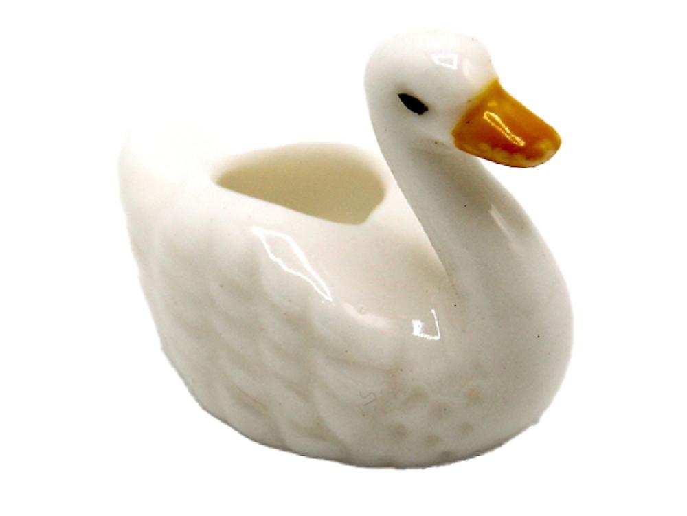 دمى البيت الخزف بطة وعاء زهرية مصغرة المنزل أو ملحق حديقة 1:12