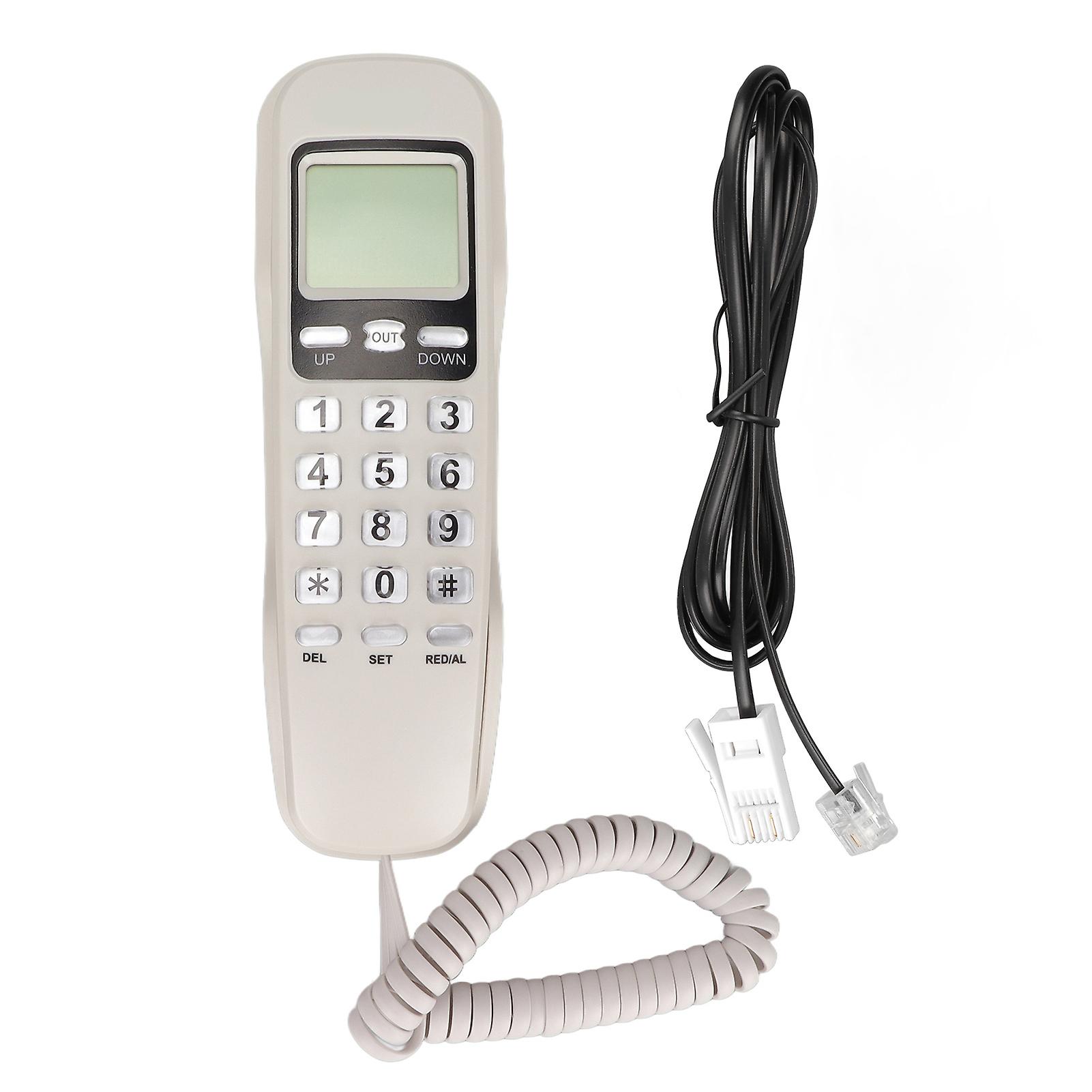 White KXT333CID Retro Corded Wall Phone with LCD Display for Home, Office, Hotel Use