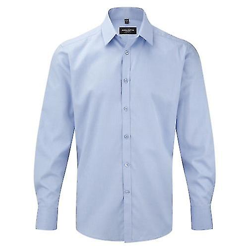 Russell Collection Mens Herringbone Long-Sleeved Shirt