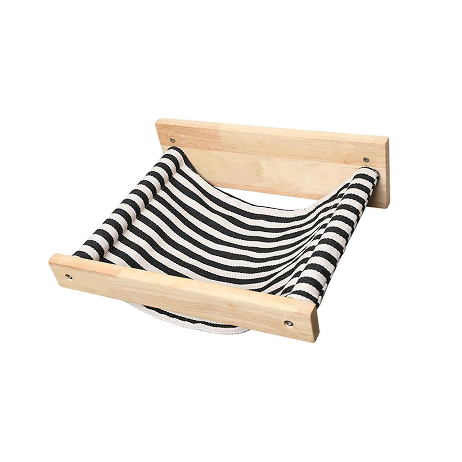 Hanging Cat Hammock Soft Playing Space Saving Solid Black Stripe Cat Shelves