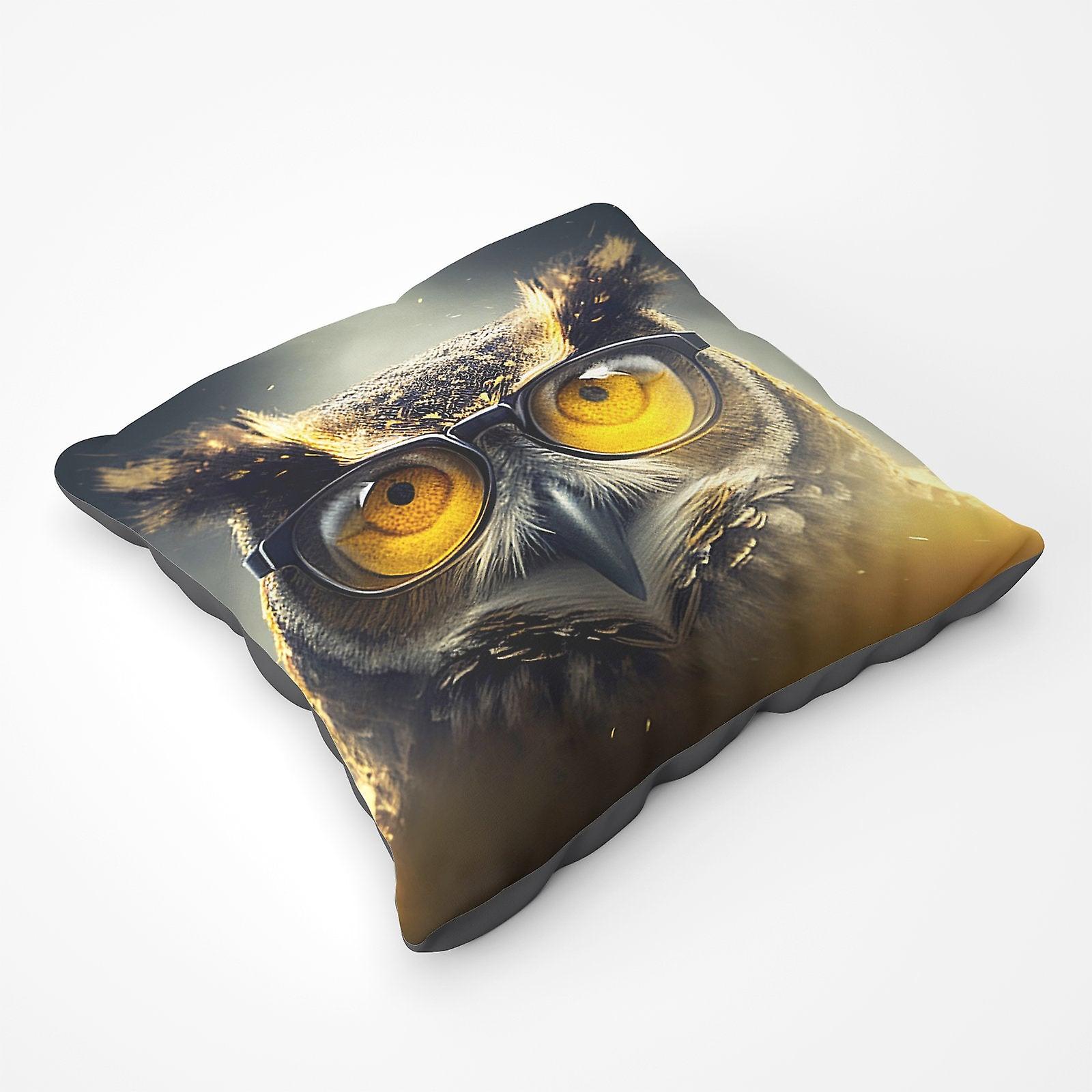 Owl With Glasses Splashart Floor Cushion