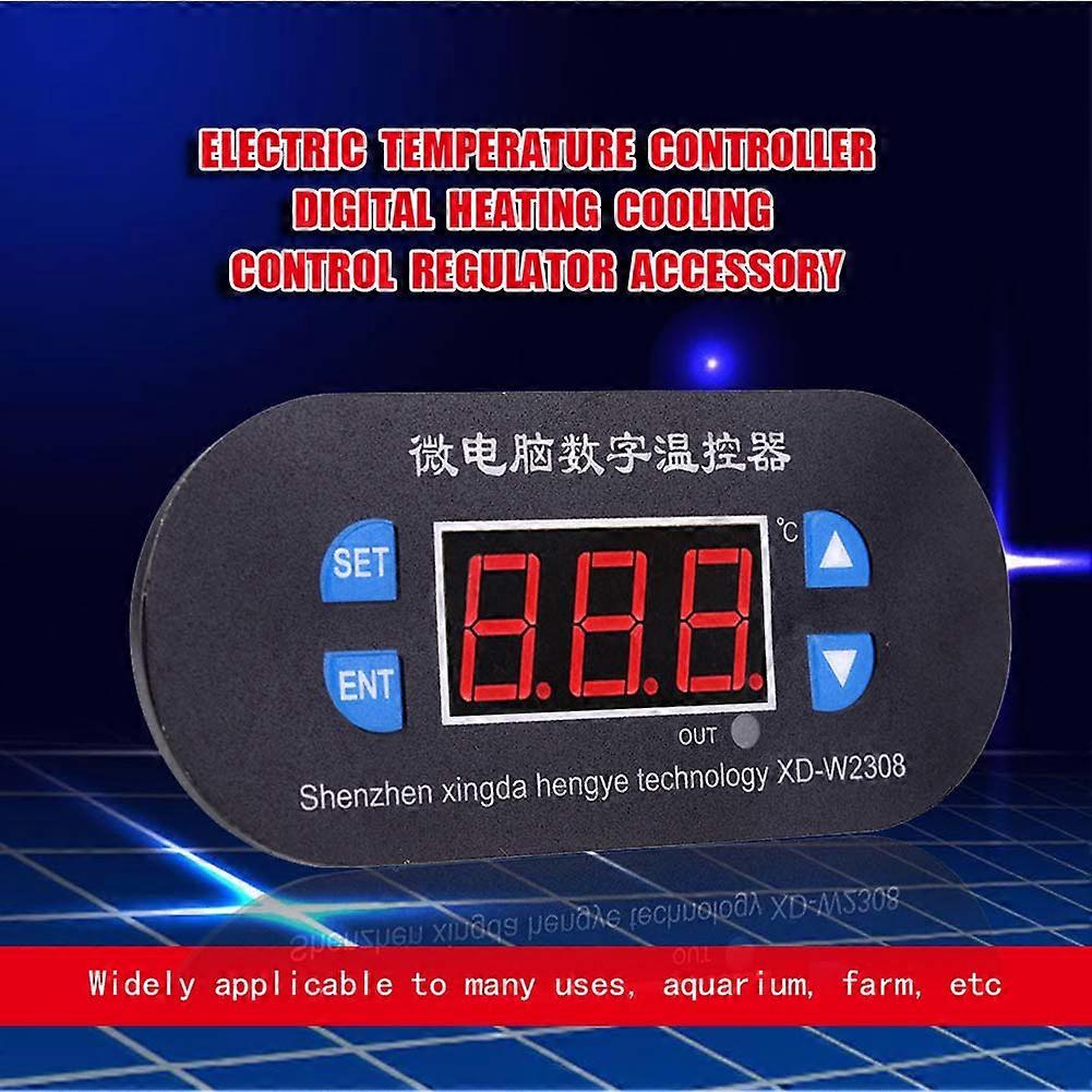 Electric Temperature Controller Digital Heating Cooling Control Regulator Accessory (12V-Red)