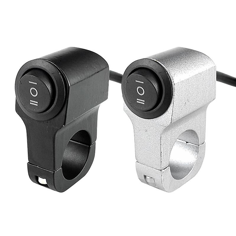 2PCS Motorcycle Handlebar Switch,ON-Off-ON Light Switch with Black Push Button and Solid Aluminium Alloy Base