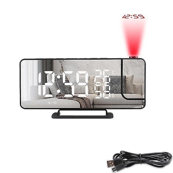 Inf Projector Clock With Temperature Mirror/black Practical Goodies