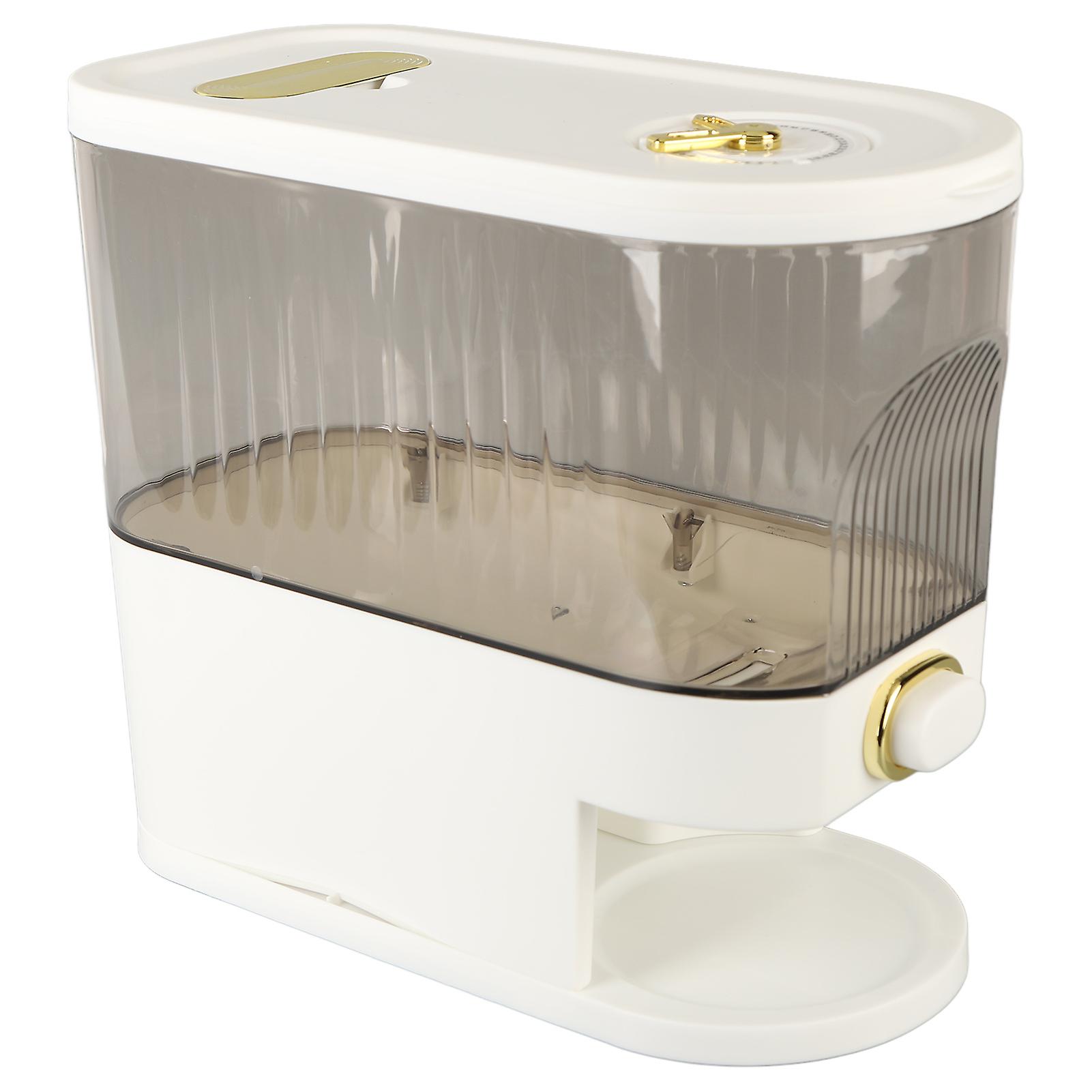 ライスディスペンサークリアボタン操作無臭乾燥食品保存容器、穀物豆用計量カップ付きホワイトS