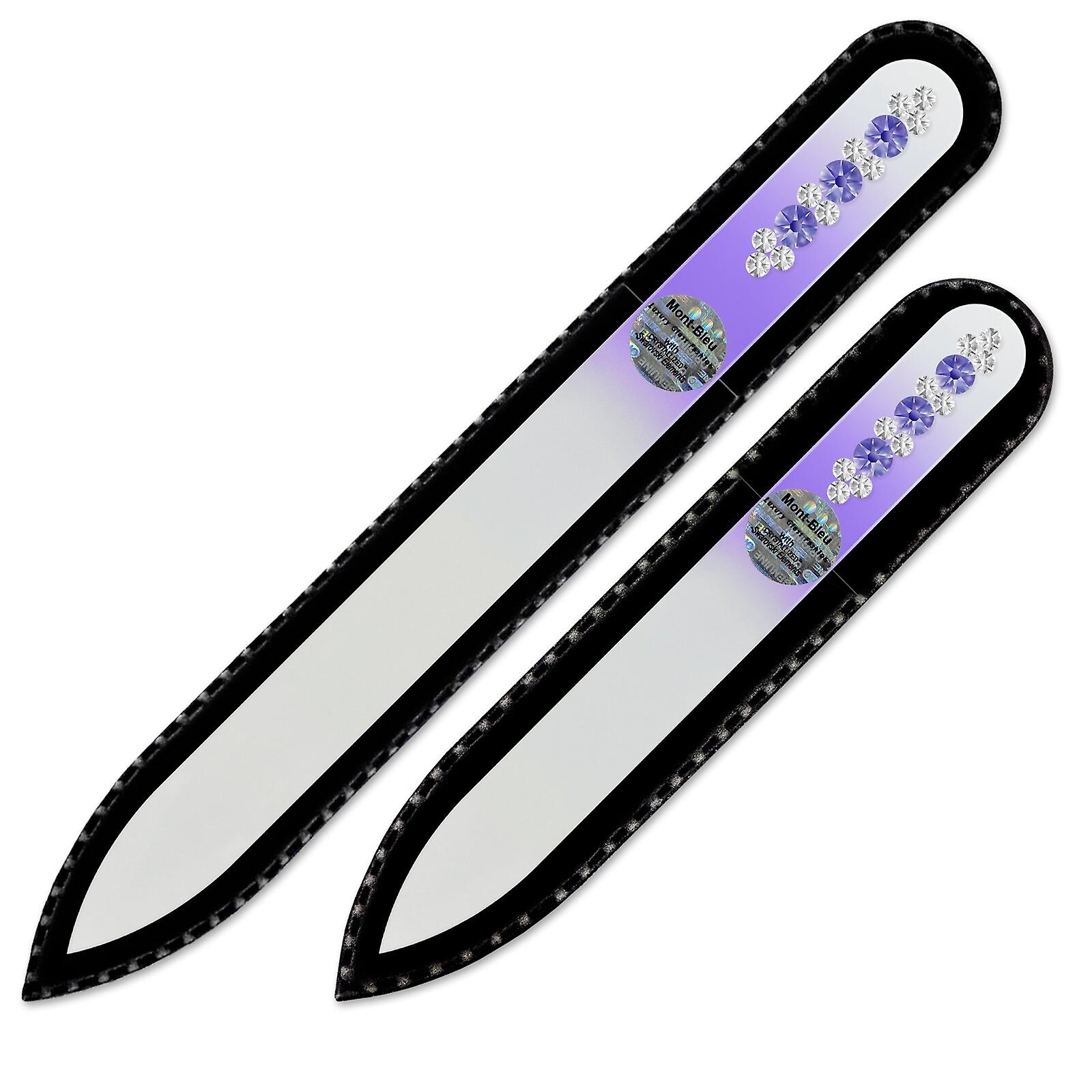 2-piece set with Hand Decorated Crystal Nail Files ORC-MS - Tanzanite - Crystal