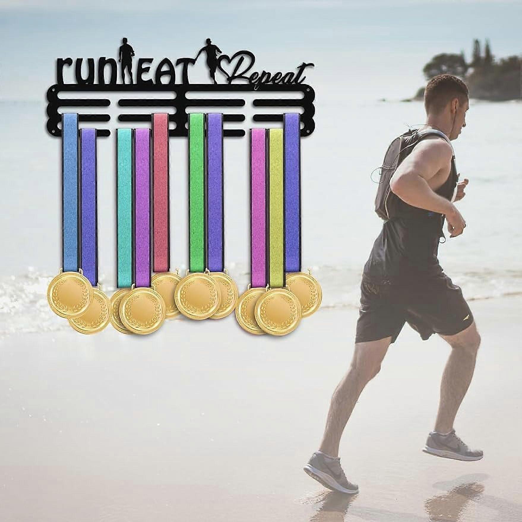 Medal Hanger Holder Display Run Eat Repeat Medal Holder Display Hanger Rack Wall Mount Award Running Medals Display Black Medal Hook