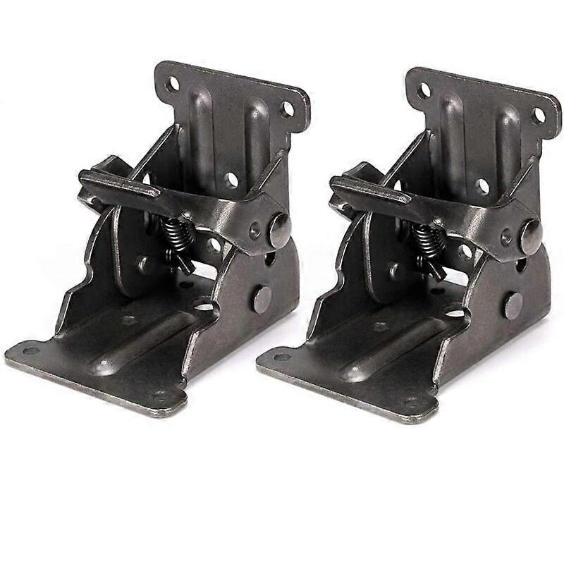 2 Pcs Self-locking folding hinge 90, foldable bracket, locking extension table steel sheet foldable shelf bracket for work table, -