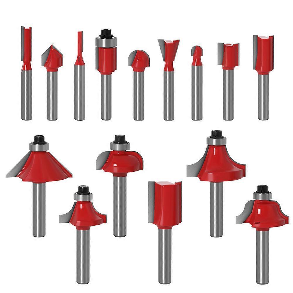 15pcs1/4" Shank Router Bits Kit Carbide Router Bit Set