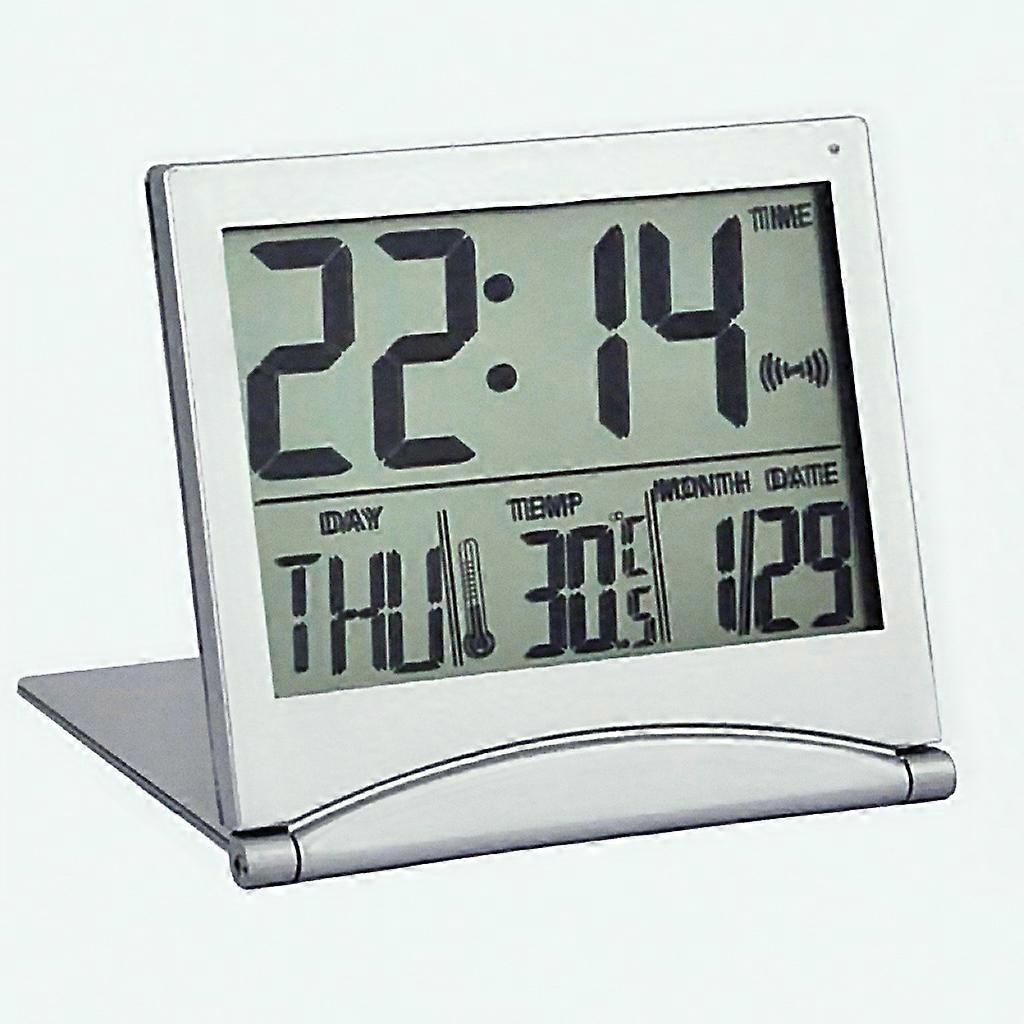 Portable Foldable Digital Alarm Clock Temperature Calendar Snooze LED Display Clock