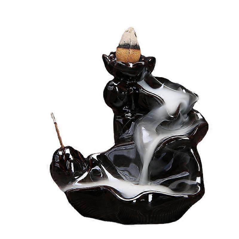 Waterfall Incense Holder Backflow Cone Ceramic Burner Handcrafted Porcelain Censer Incense Stick Stand