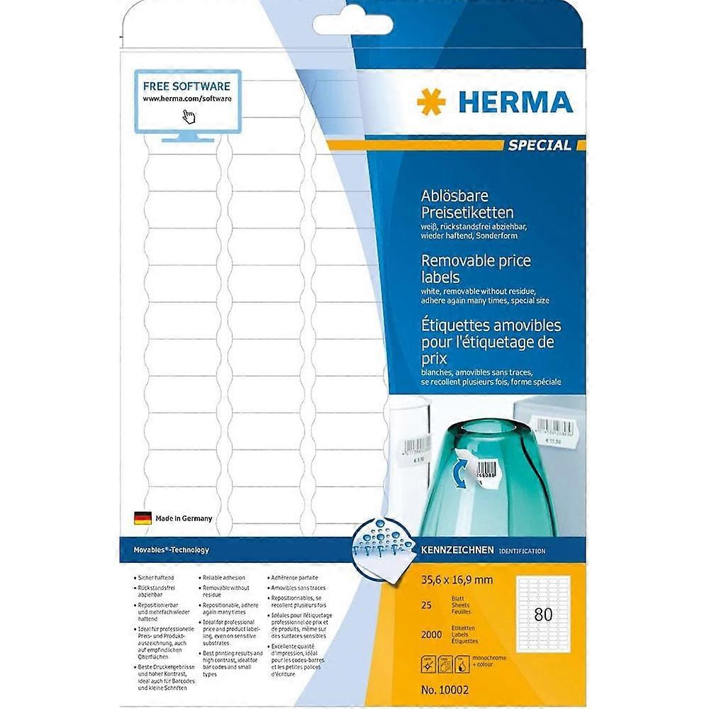 Herma Premium Quality Self-Adhesive Removable Price Labels A4 25pc (35.6x16.9mm)