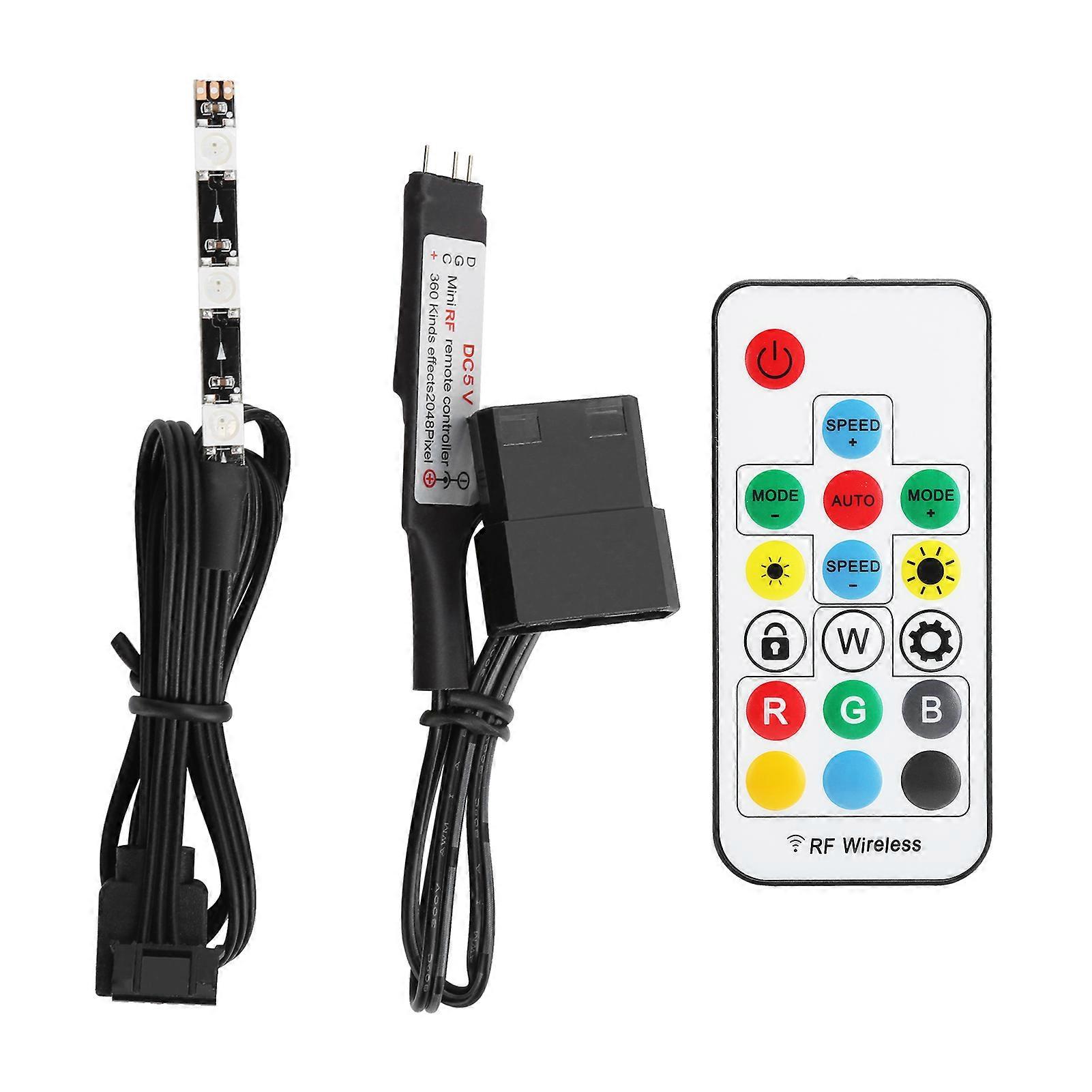 Remote Control Set RGB Full Color Lighting CPU Water Cooling Tank Controller Kit 5V