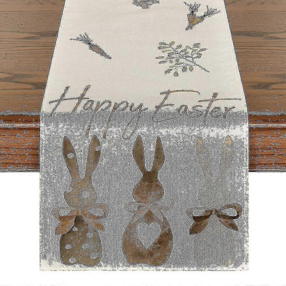 Carrots Bunny Happy Easter Print Table Runner Easter Party Table Cloth Dining Table Decoration