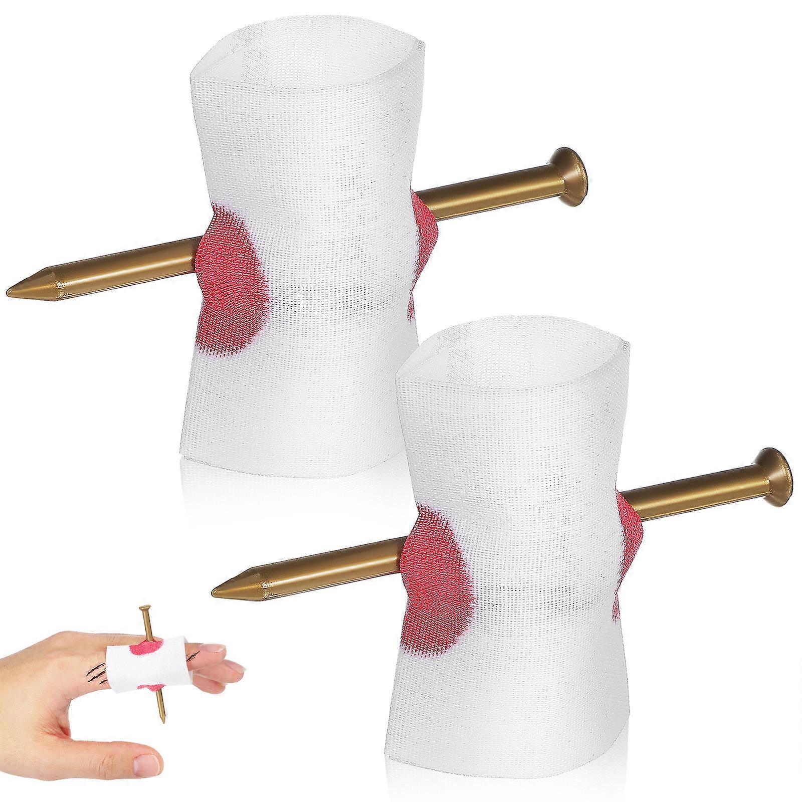 2 قطعة هالوين المقالب الدعائم مسمار في إصبعك الدعائم وهمية مخيف مزحة اللعب الدموية الأصابع الحيل الدعائم