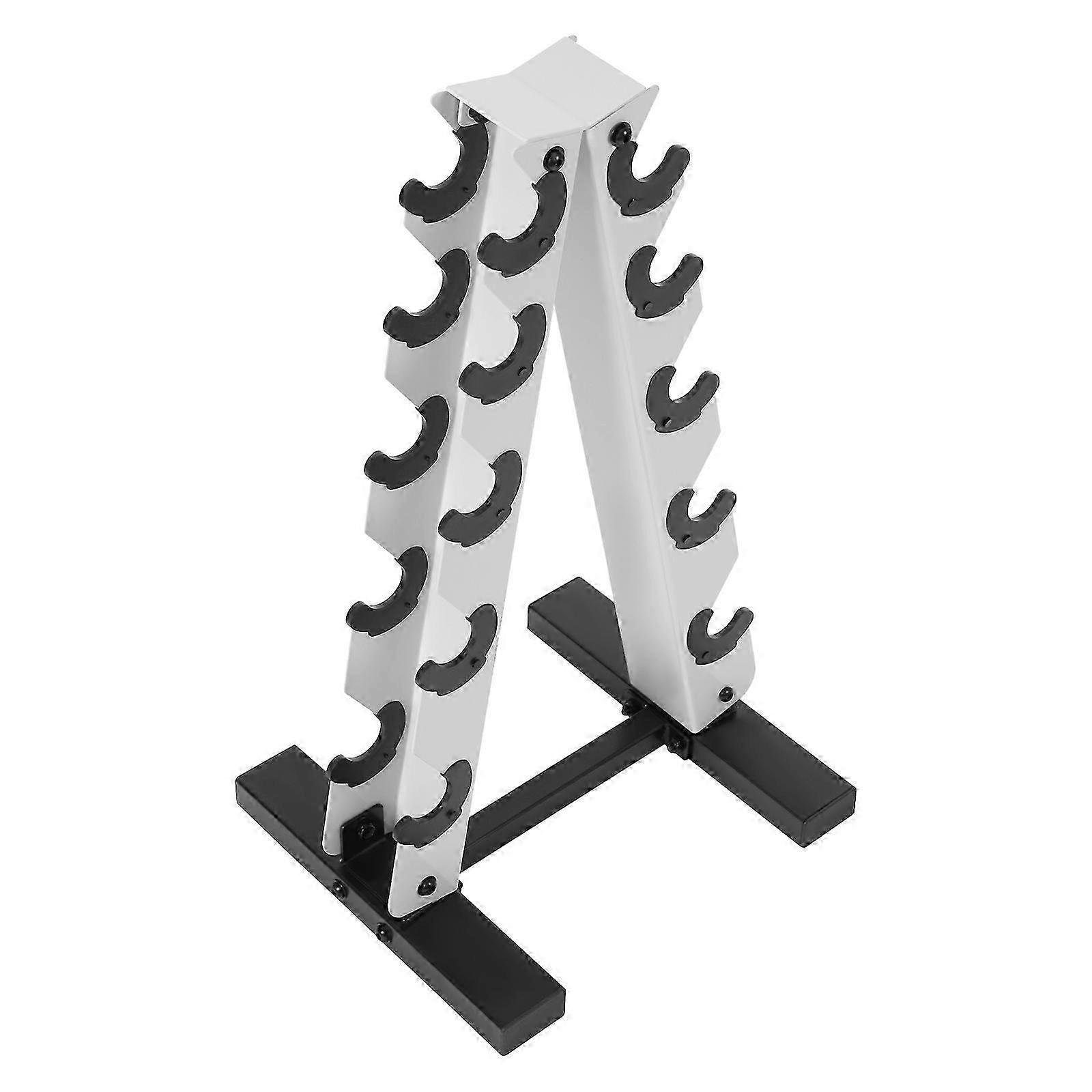 Unisex White 5-Tier Weight Dumbbell Rack For Gym Size 5