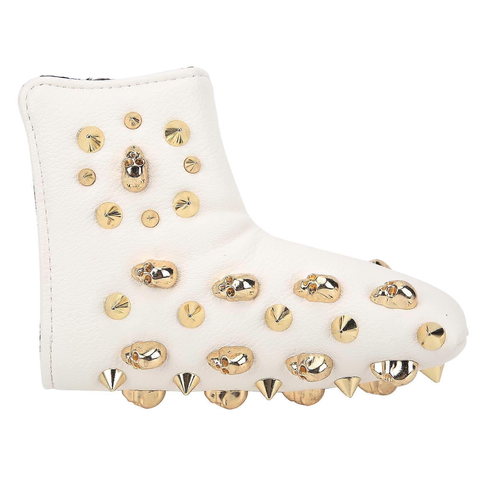 بو الجلود غولف الخشب رئيس يغطي ماء الغولف Lshape مضرب الهيكل العظمي برشام غطاء الرأس حامي (أبيض)