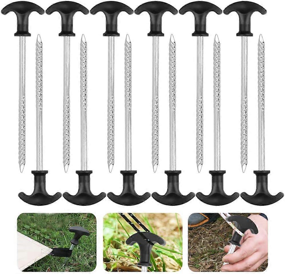 12 件 Piquets de Tente en Mtal 沙丁鱼 Tente Antirouille Piquet 沙丁鱼 Piquet 露营 avec Poigne 沙丁鱼 Toile de Tente 沙丁鱼 Sol dur viser Piq