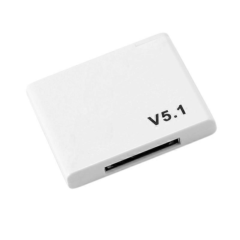 30 Pin Bluetooth 5.1 Audio Receiver A2DP Music Mini Wireless Adapter for 30Pin Analog Speaker White