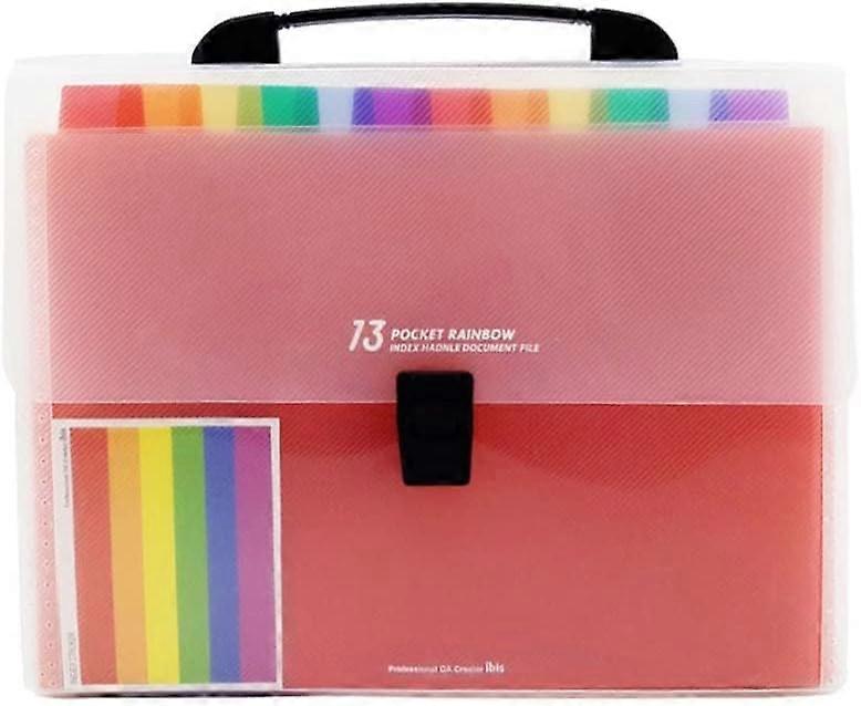 Expanding File Organiser 13 Multicoloured Pockets Accordion Folder Plastic Files Filing Folders