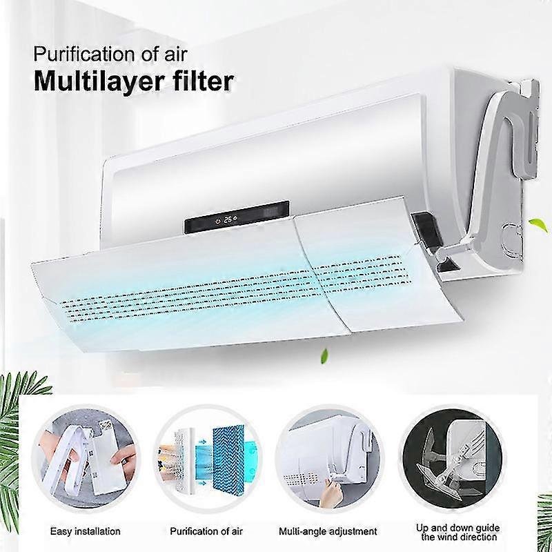 Air Conditioner Wind Deflector Without Perforation Easy Installation Telescopic 74-103cm