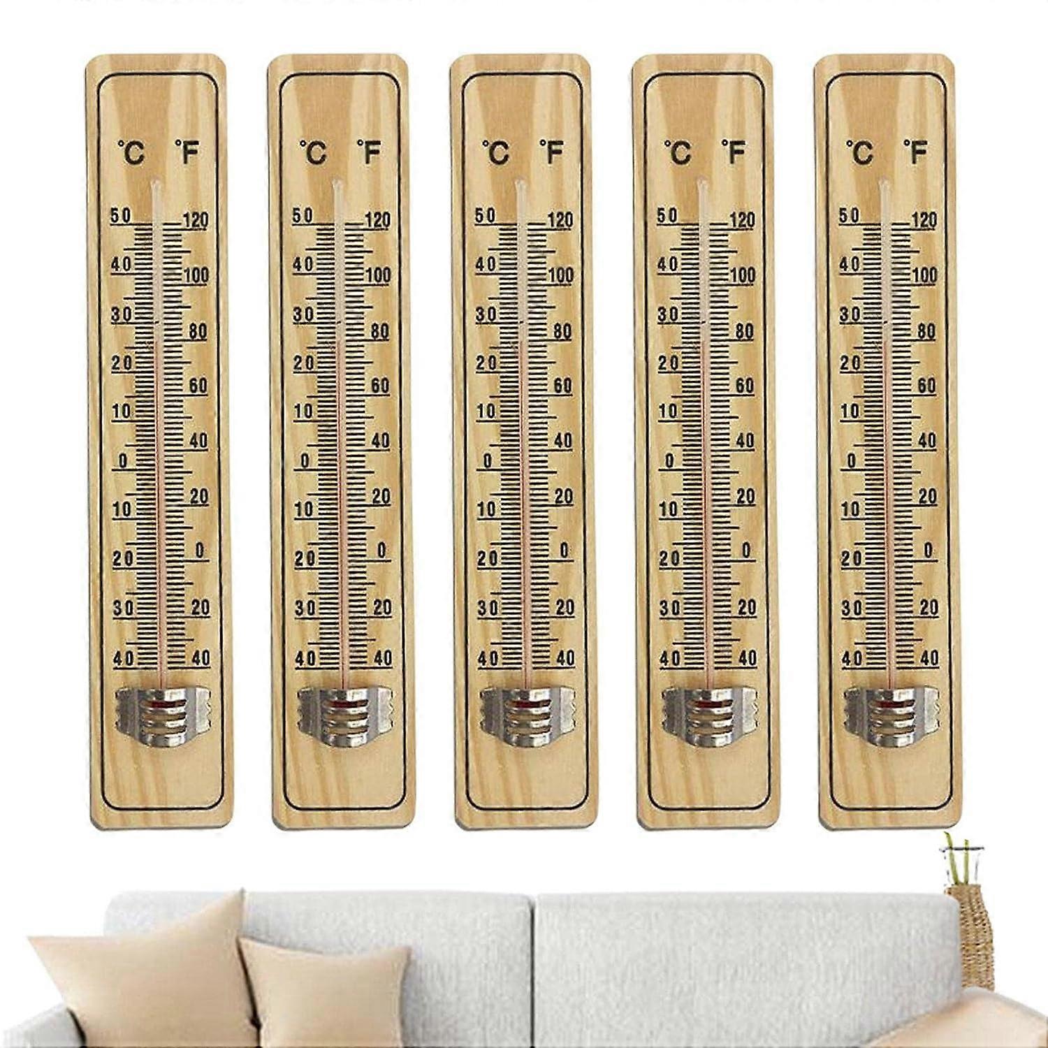 LINJOU 5st Väggtermometer, Rumstermometer, Inomhus Trä Kök Rum Termometer