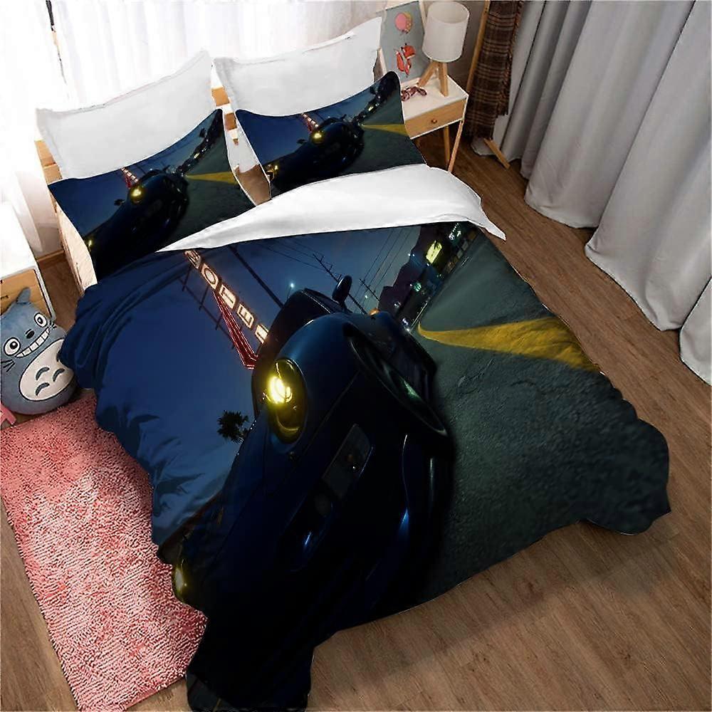 Need for Speed Race Sängkläder Set Bekvämt påslakan Pojke Flicka 3 Bit Vit Svart Sängkläder Set Örngott Microfiber )
