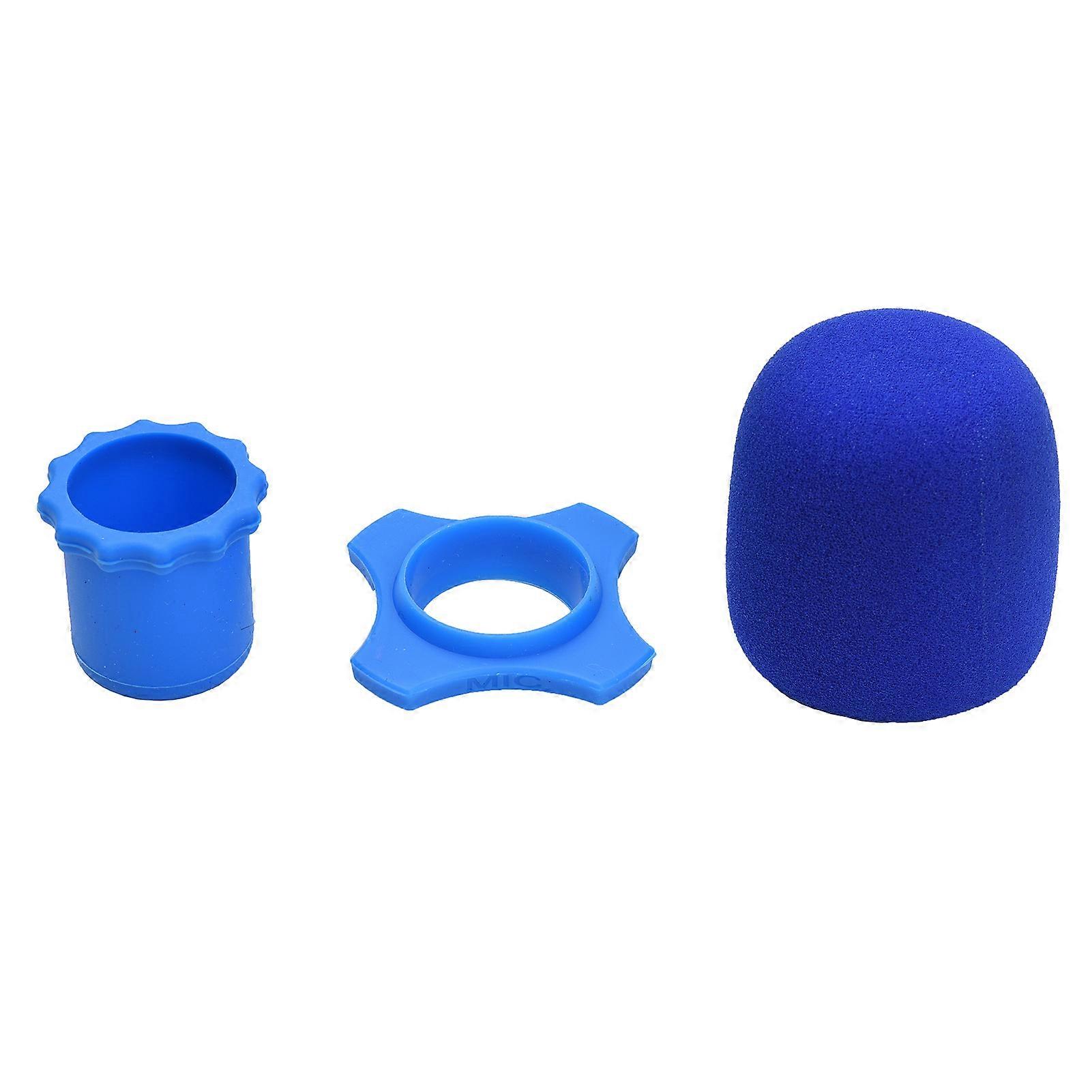 Microphone Protection Accessory Kit with Foam Windshield Anti-rolling Silicone Ring Bottom Rod Sleeve Holder for Wireless Handheld Mic